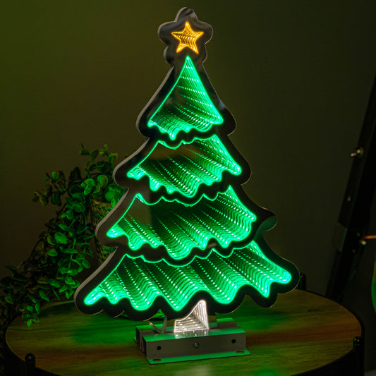 40cm Infinity Standing Christmas Tree with Metal Base and Green LEDs