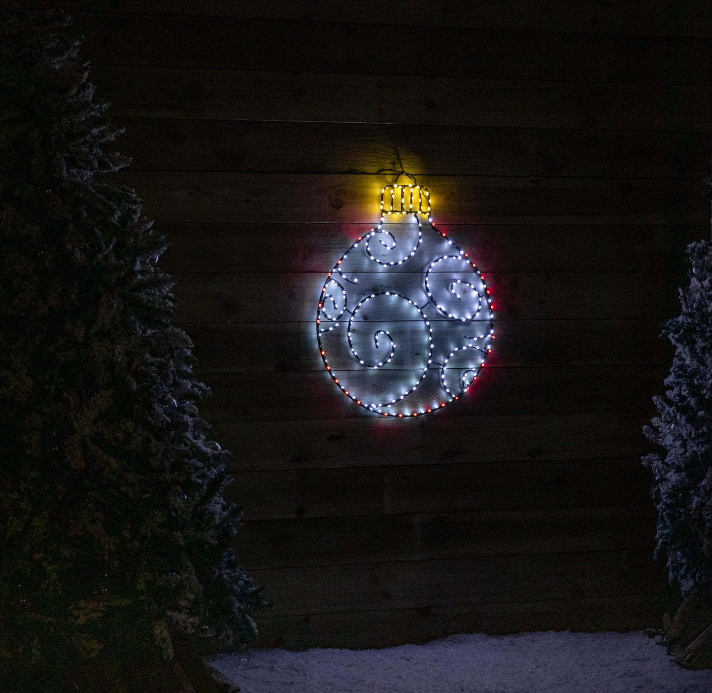 78cm Metal Hanging Christmas Bauble with 245 Static & Twinkling LEDs in Red & White