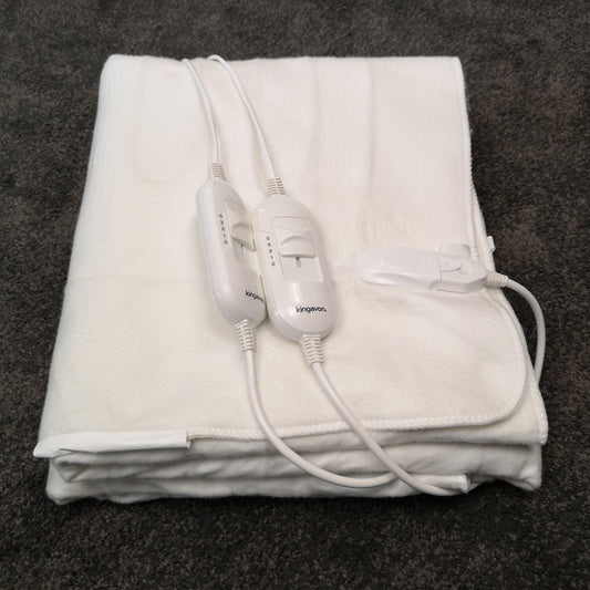 150cm 2 x 60W King Size White Electric Blanket Throw with Temperature Settings