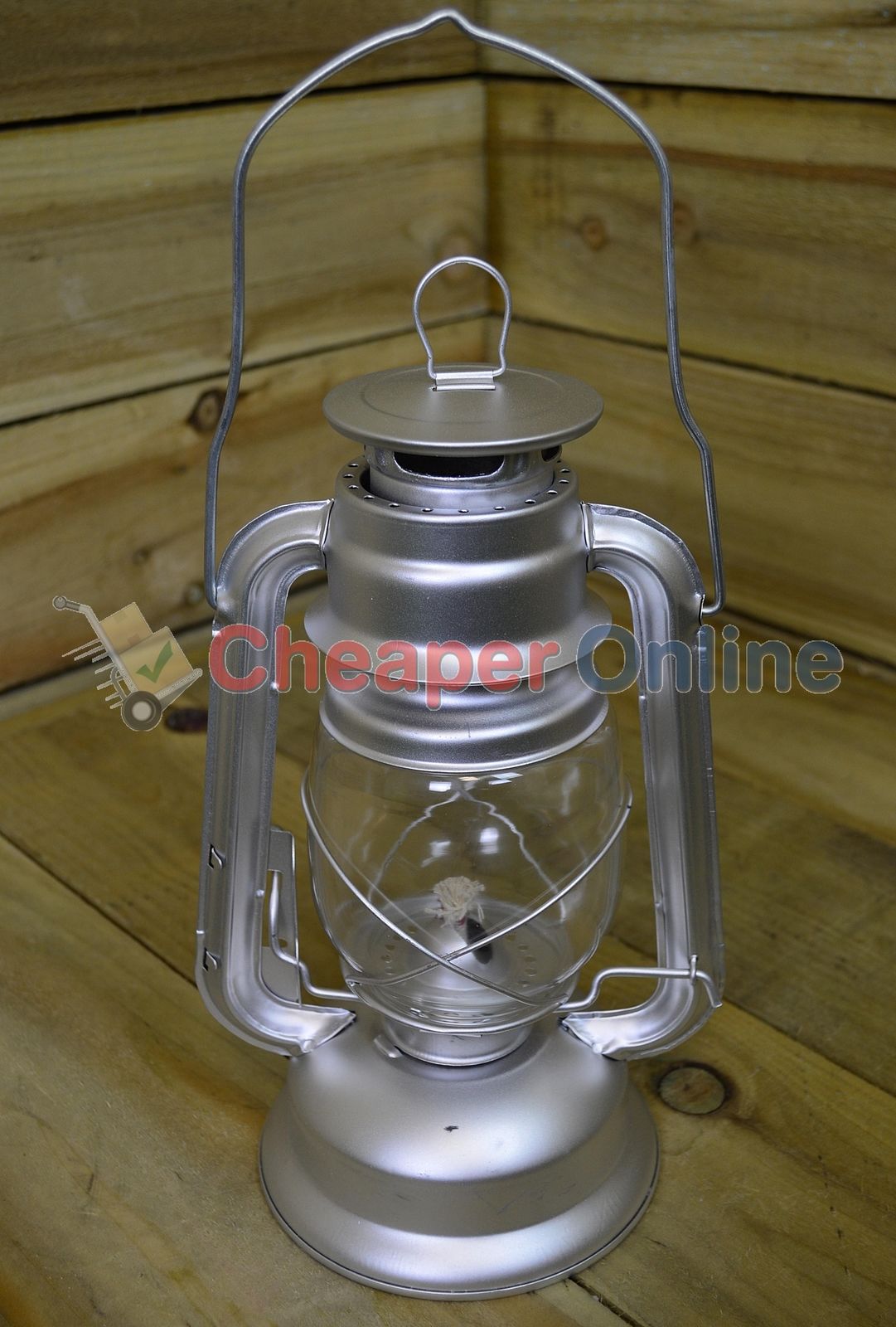 12" Paraffin Hurricane Camping Lantern Light - Silver