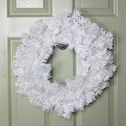 50cm Hanging Plain White Christmas Wreath with PVC Branches