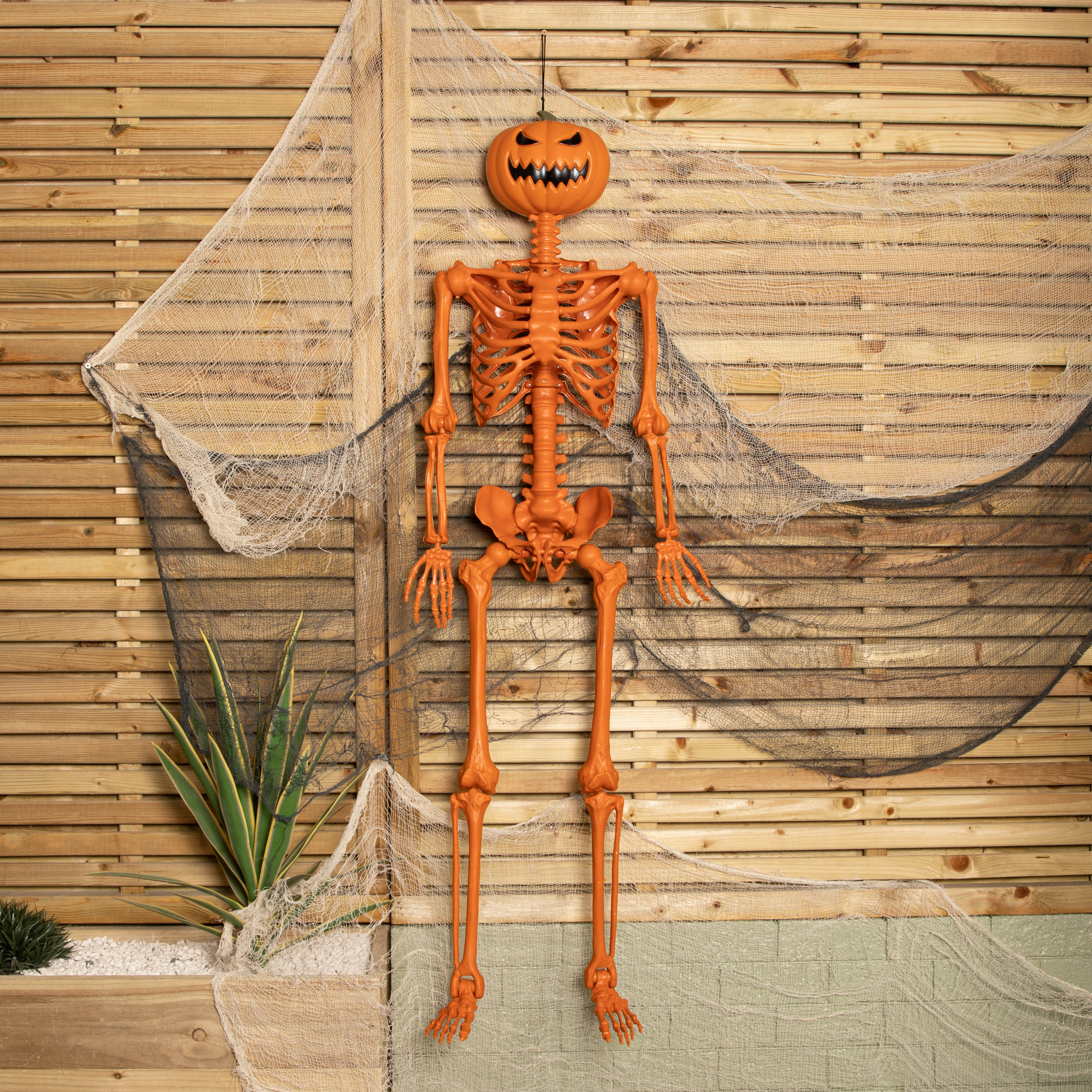 150cm (5ft) Posable Halloween Pumpkin Skeleton Decoration