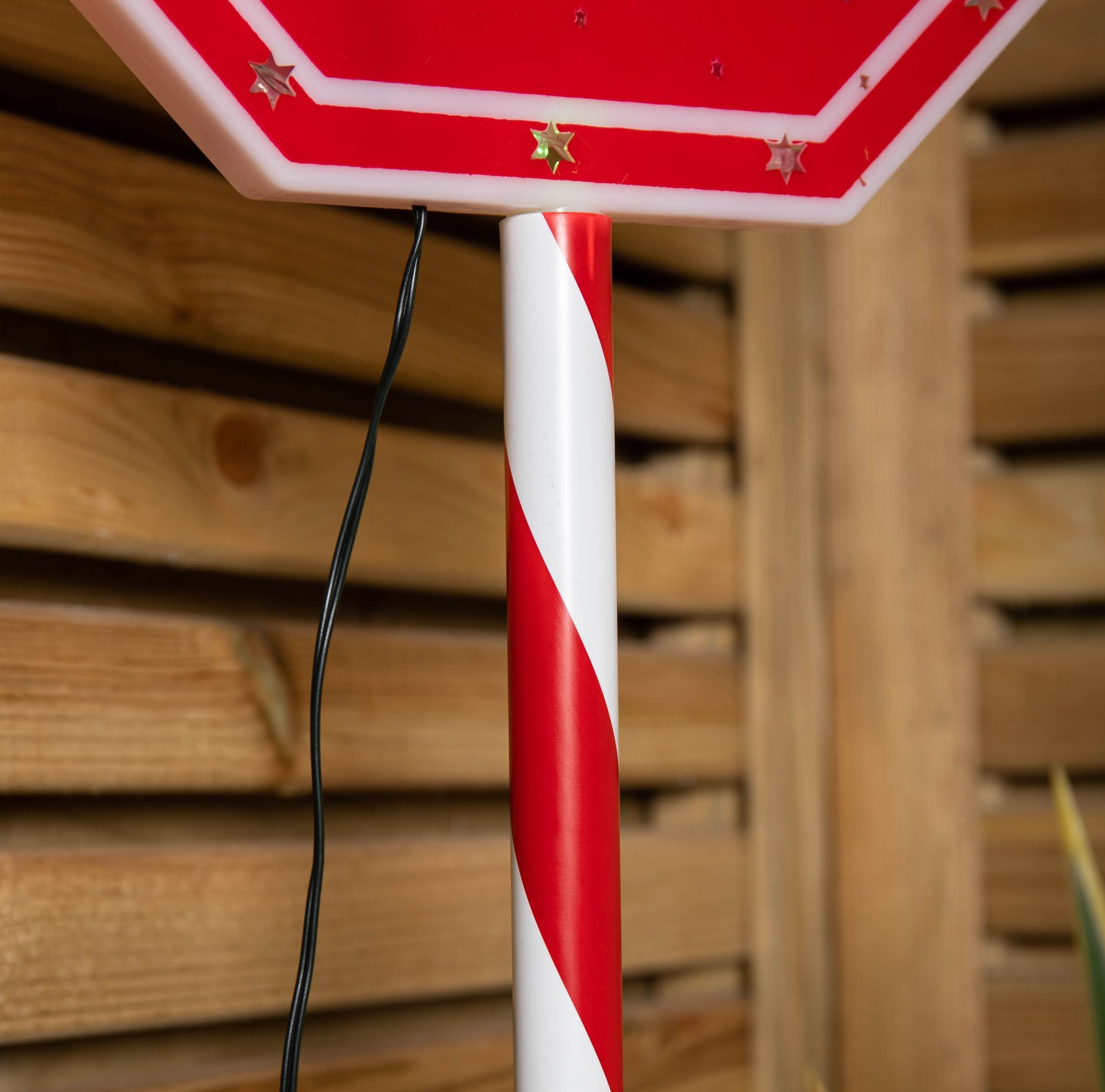 1m Light up Red Santa Stop Here Sign with 30 Multi-Coloured LEDs 