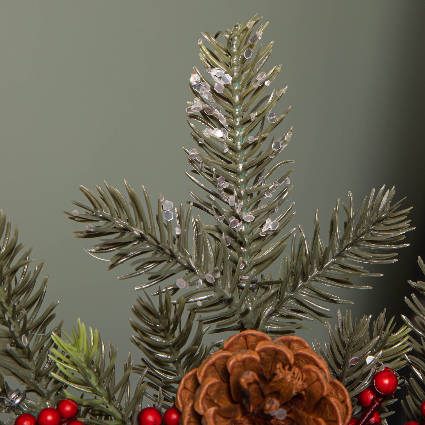 33cm Christmas Tree Topper with Pinecones, Red Berries and Frosted Seasonal Foliage