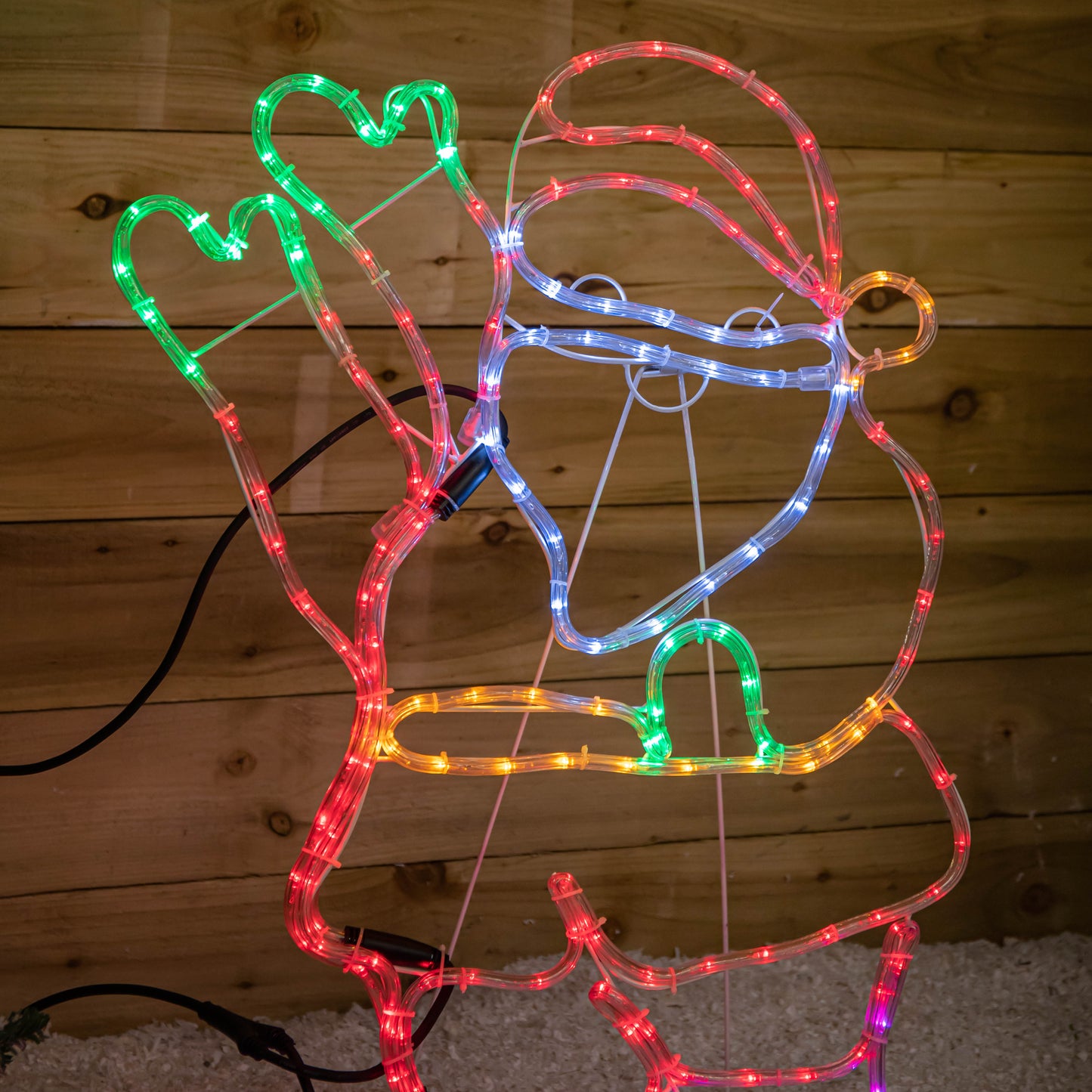 92cm Standing Santa Christmas Rope Light with 192 Static & Flashing Multi-Coloured LEDs