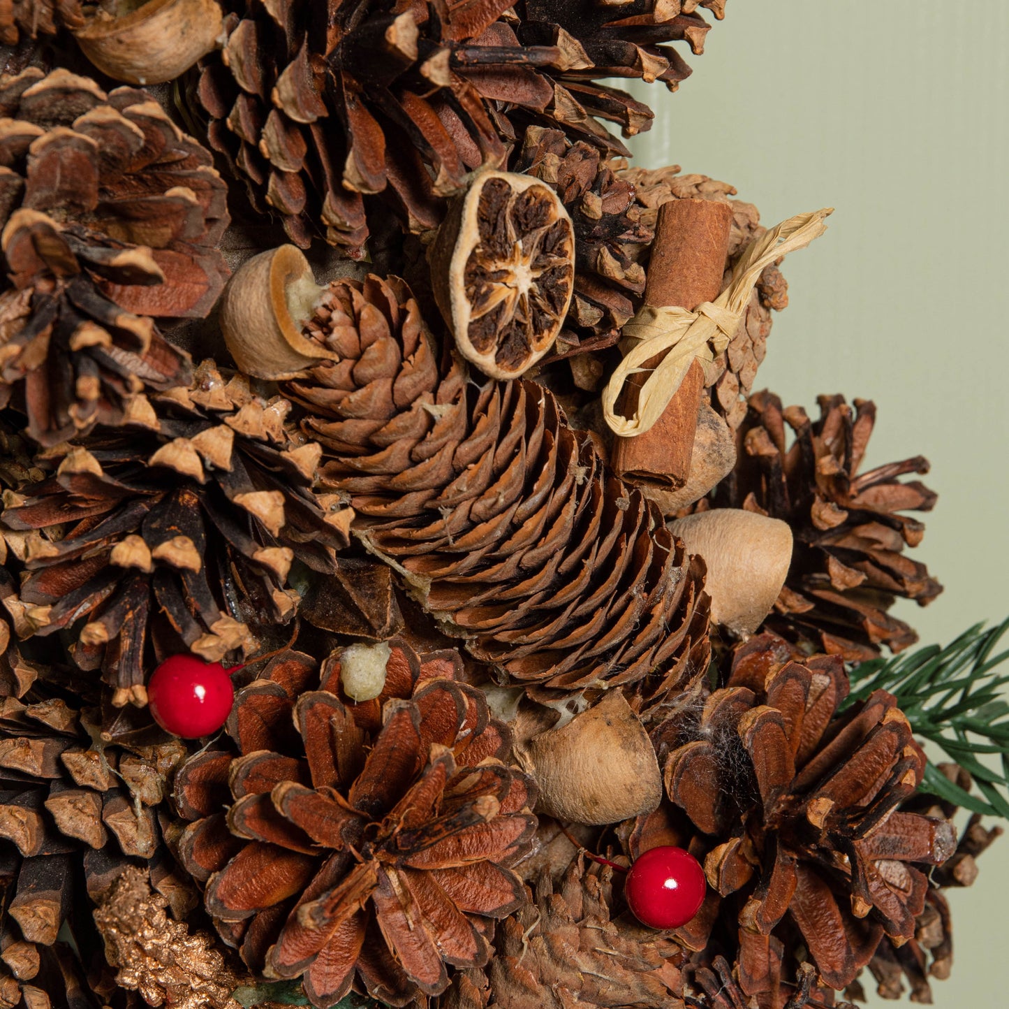 60cm Winter Spice Hanging Christmas Wreath with Pine Cones Red Berries & Dried Fruit