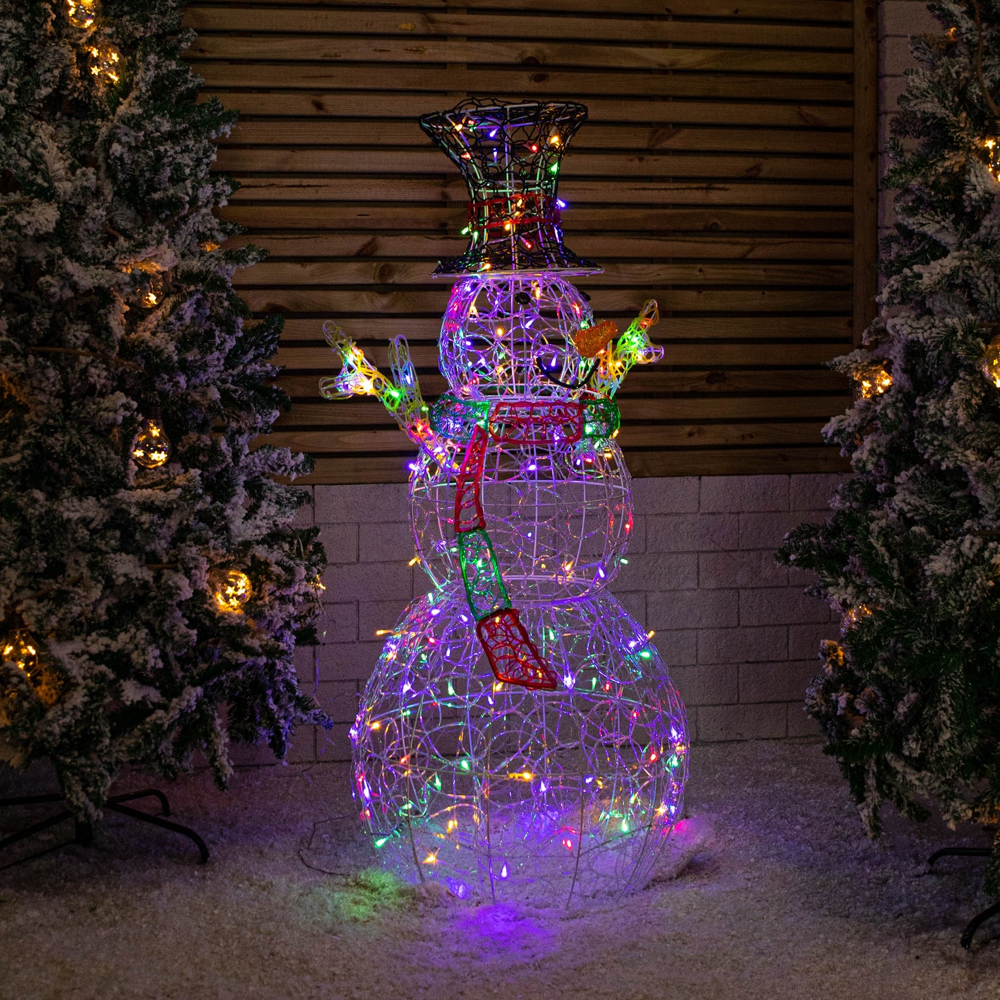 1.3m Light up Soft Acrylic Christmas Snowman with 160 Multi-Coloured LEDs