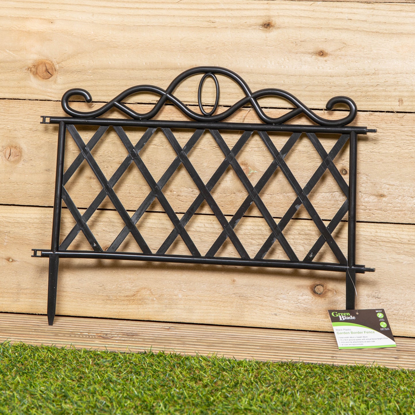 27cm Black Plastic Garden Patio Lawn Border Fence Edging