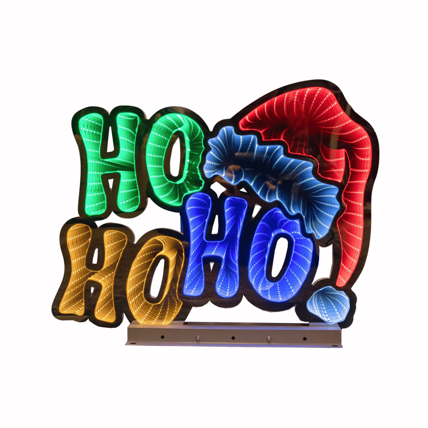 40cm Infinity Ho Ho Ho on Metal Base with Multi-Coloured LEDs