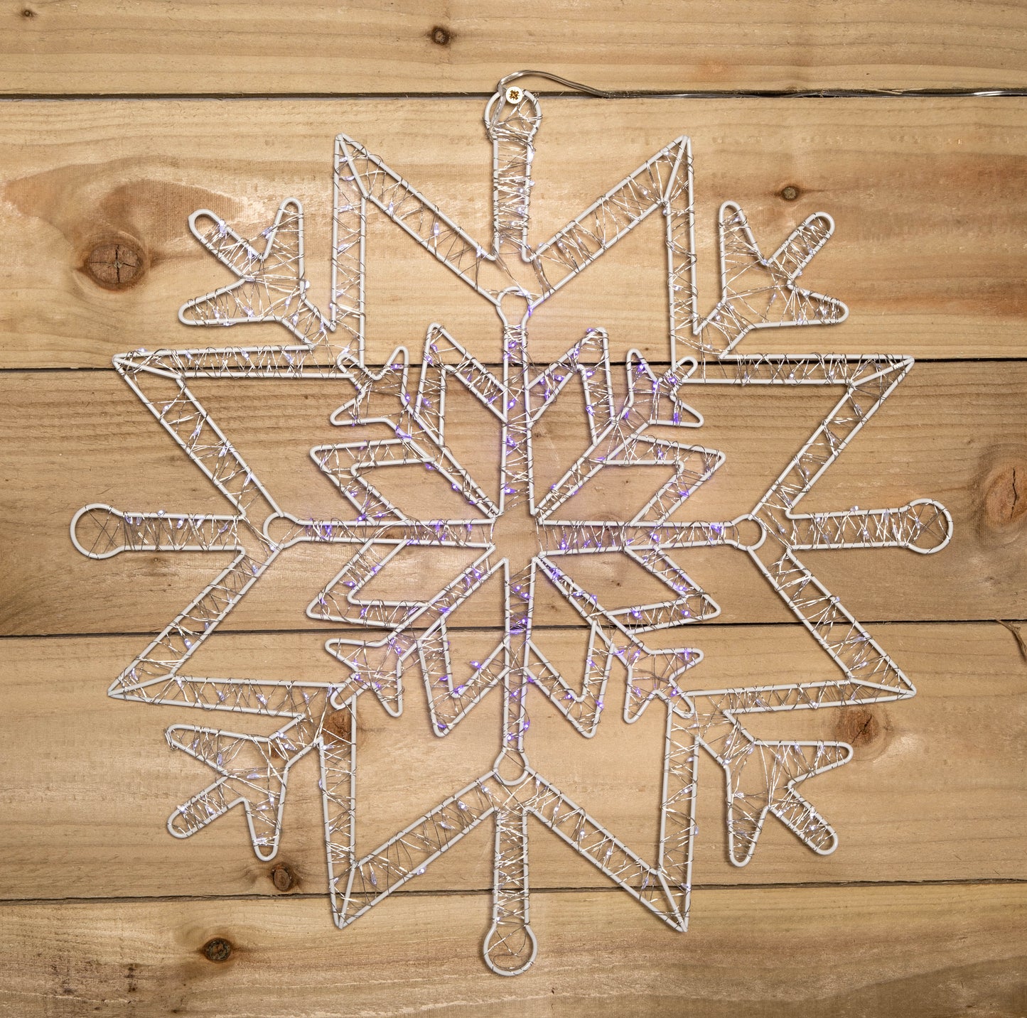 50cm Light up Metal Hanging Christmas Snowflake with 260 Blue and White LEDs