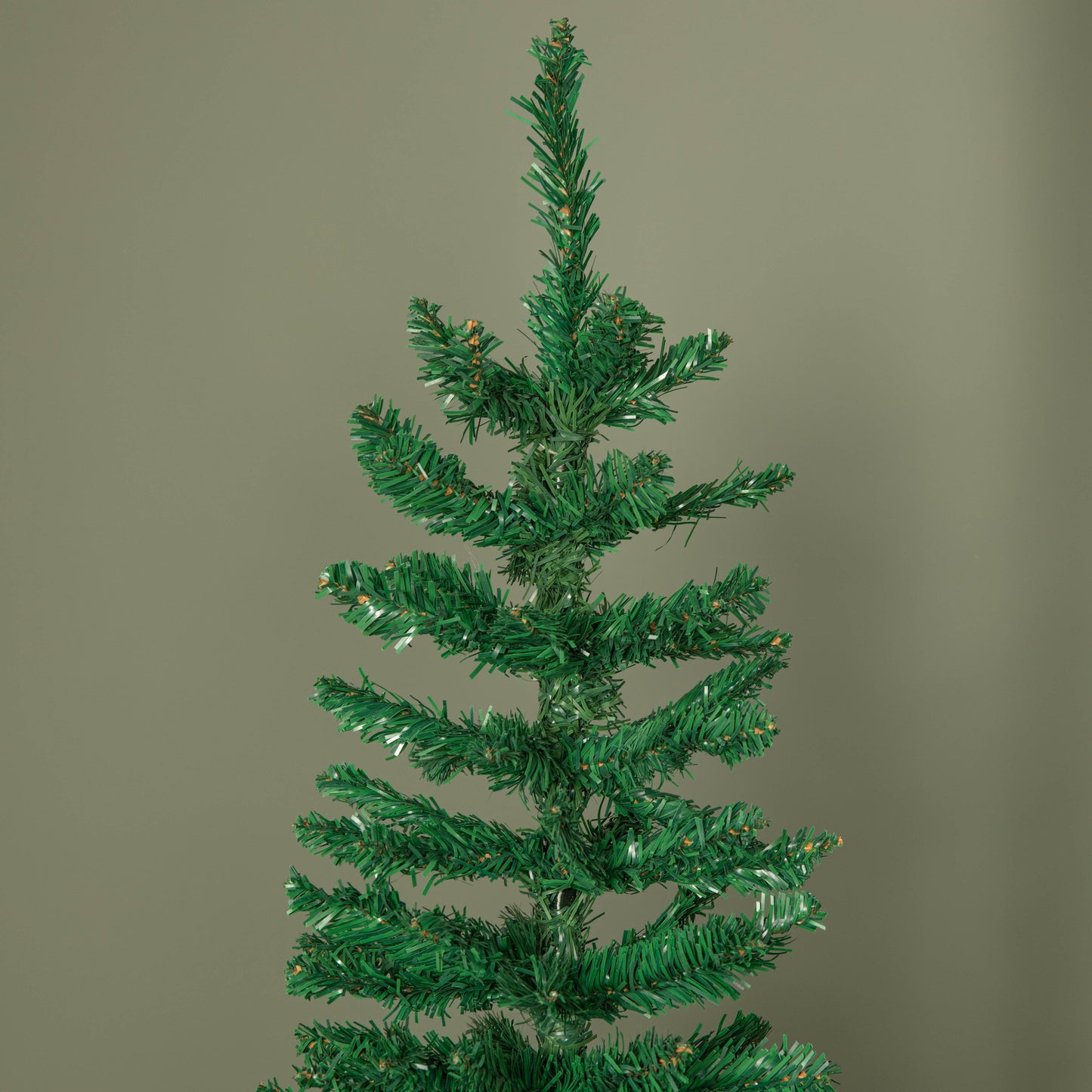 6ft (1.8m) Green Artificial Pencil Christmas Tree With Green Metal Stand and 321 Tips