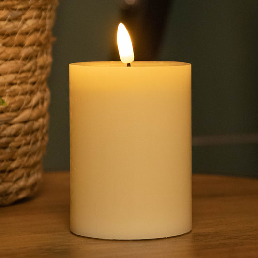 7.5cm x 10cm Cream Wax Melted Pool Effect Candle with Timer Function and Warm White LED