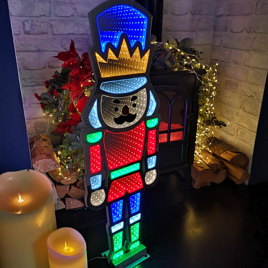 74cm LED Infinity Light Nutcracker - Red, Blue & Green