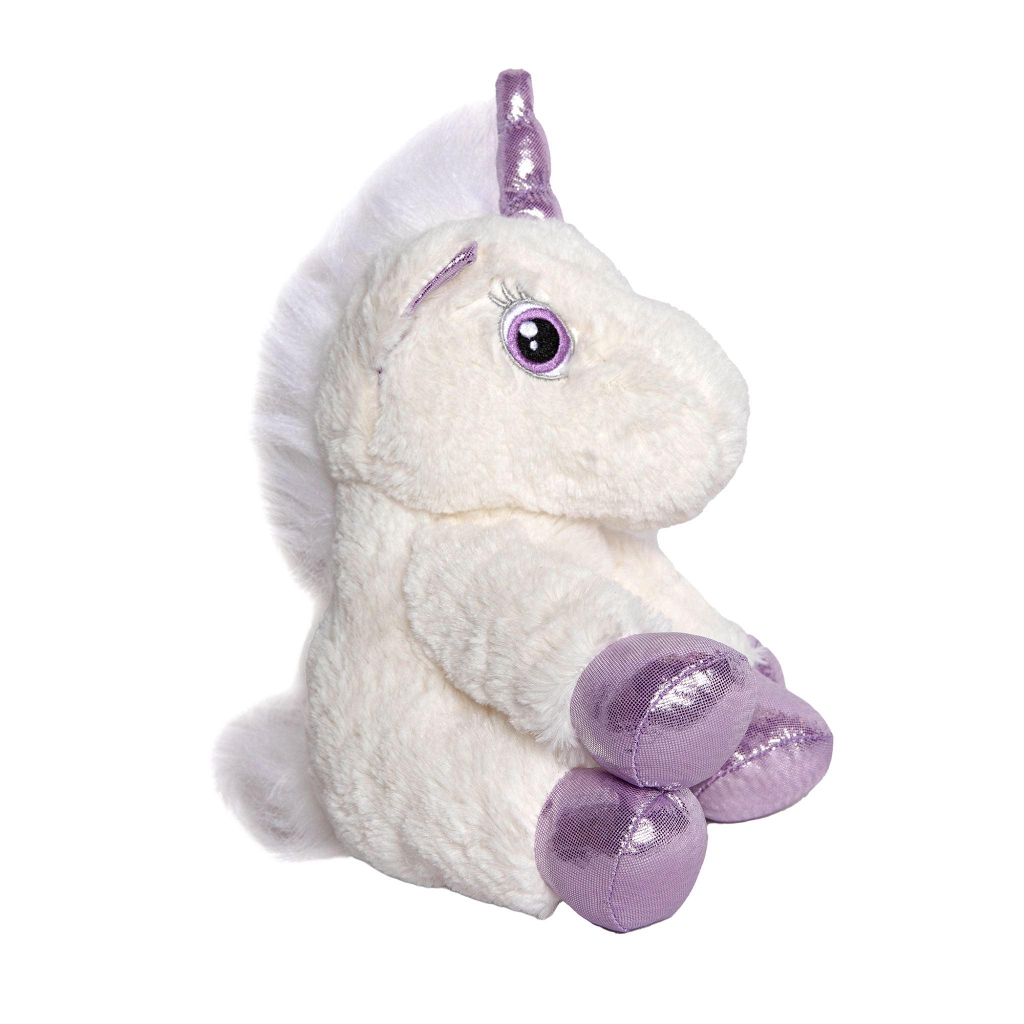 24cm Plush White Unicorn with Sparkly Purple Horn and Hooves
