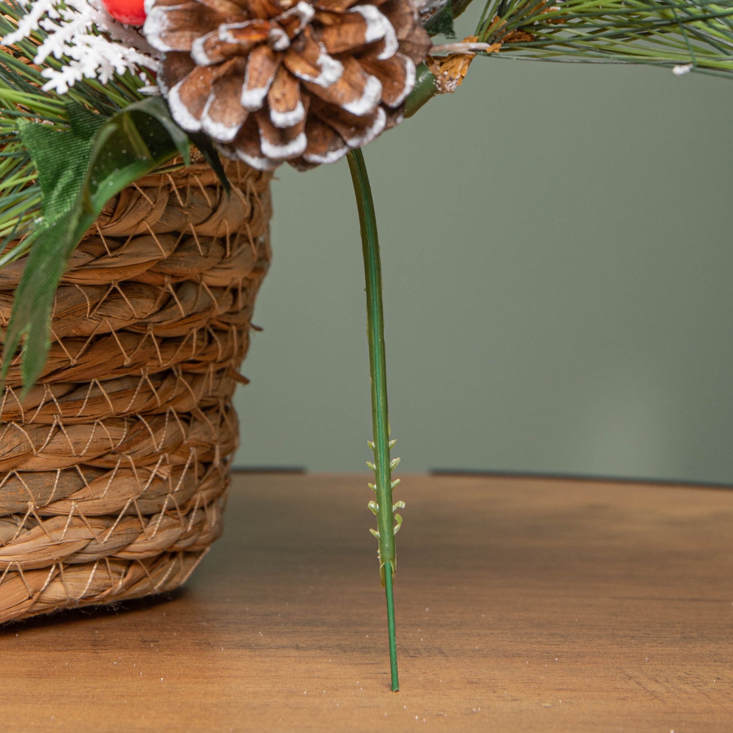 Set of 6 18cm Christmas Pick Decoration with Frosted Pinecones, Apple and Red Berries