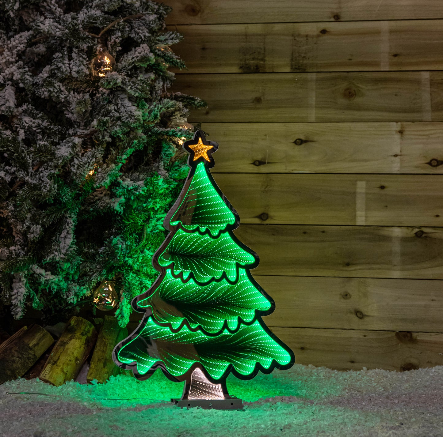 60cm Infinity Standing Christmas Tree on Metal Base with Green LEDs