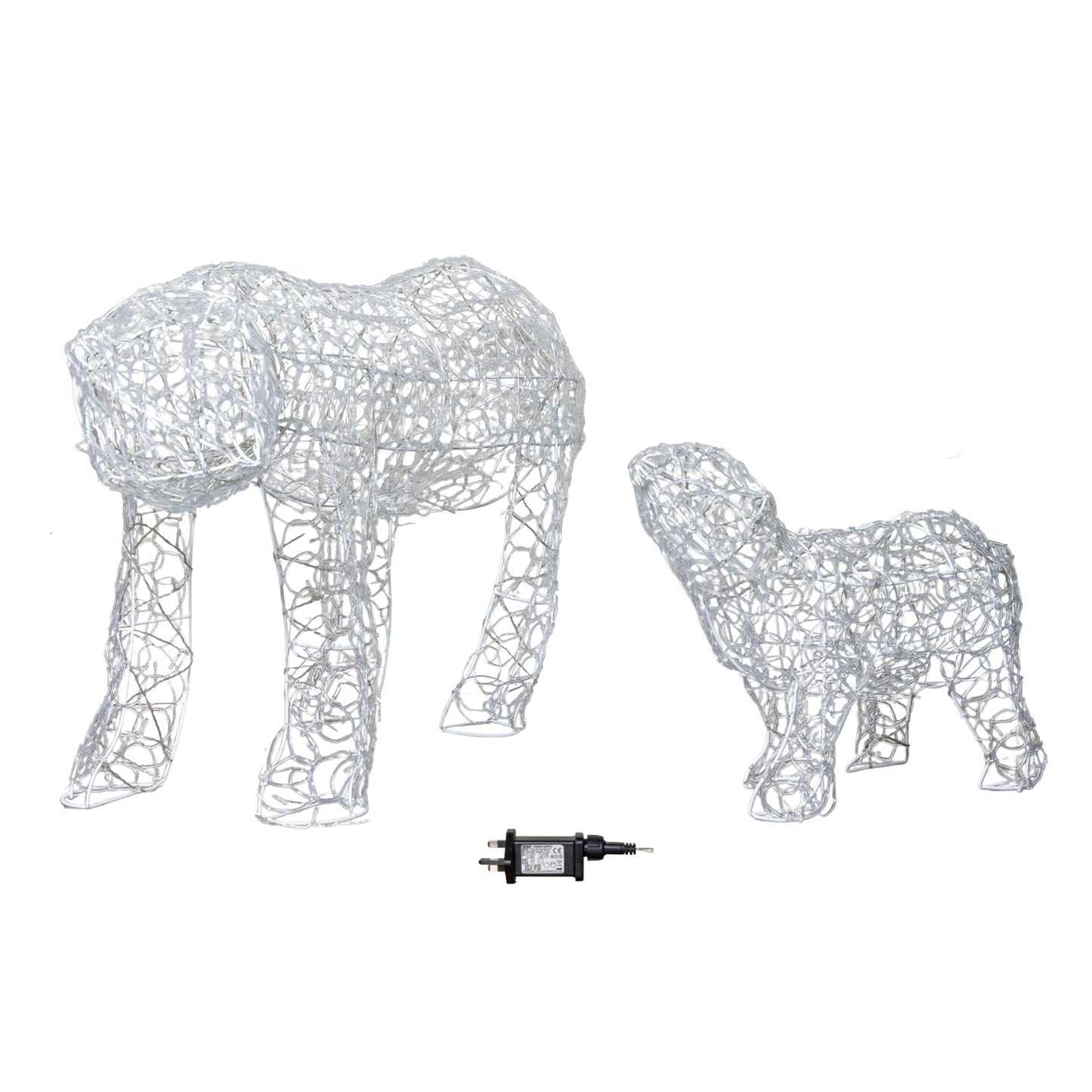 1.3m Light up Soft Acrylic Christmas Polar Bear & Cub With 300 Multi-Action White LEDs