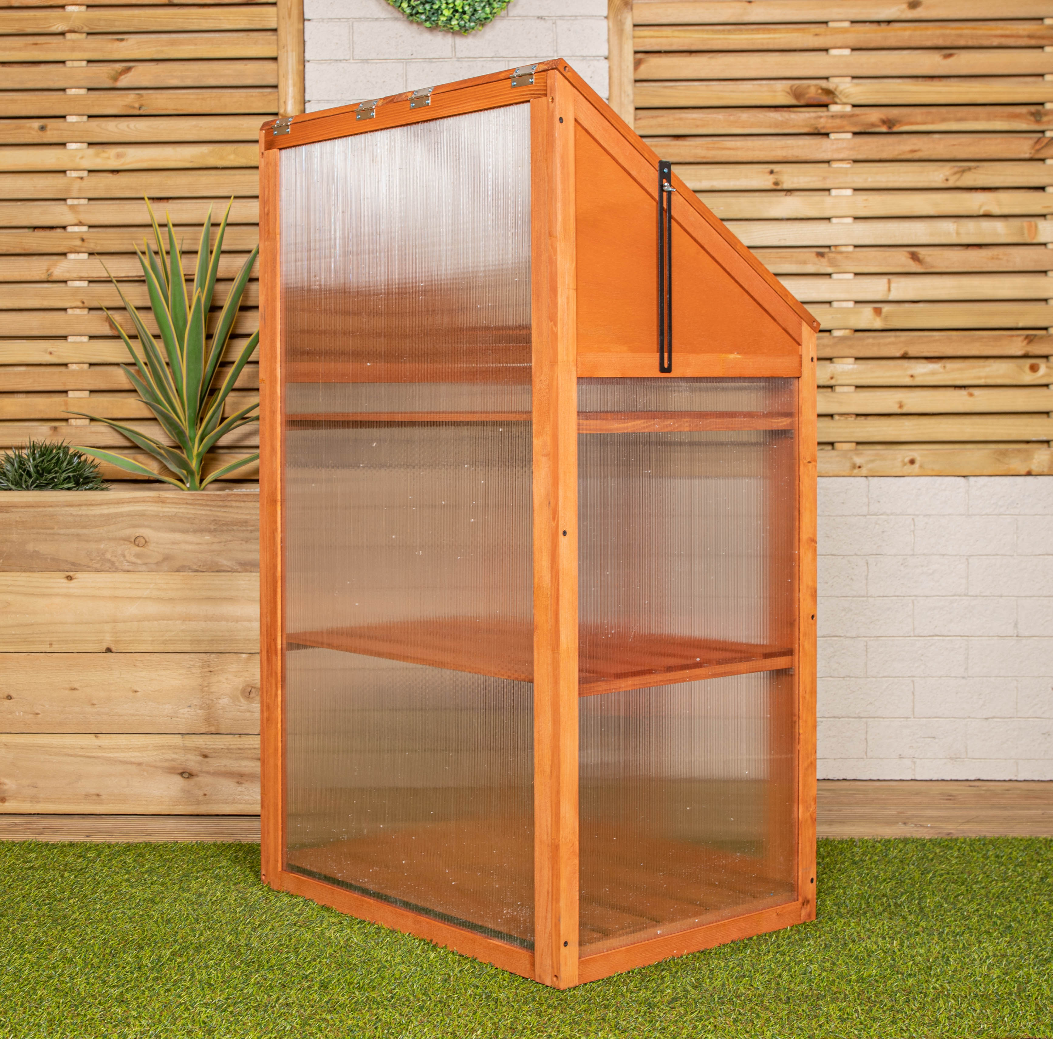 Samuel Alexander Wooden Mini Greenhouse Cold Frame - Small Greenhouse H120 x W69 x D49cm