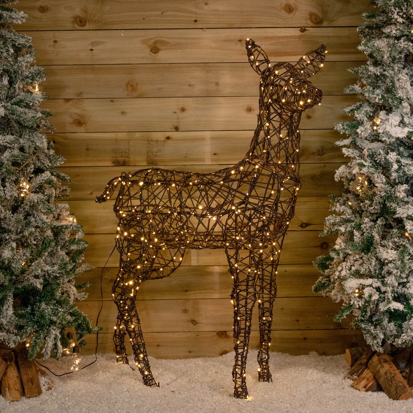 1.3m Light up Brown Christmas Standing Doe with 330 White & Warm White LEDs