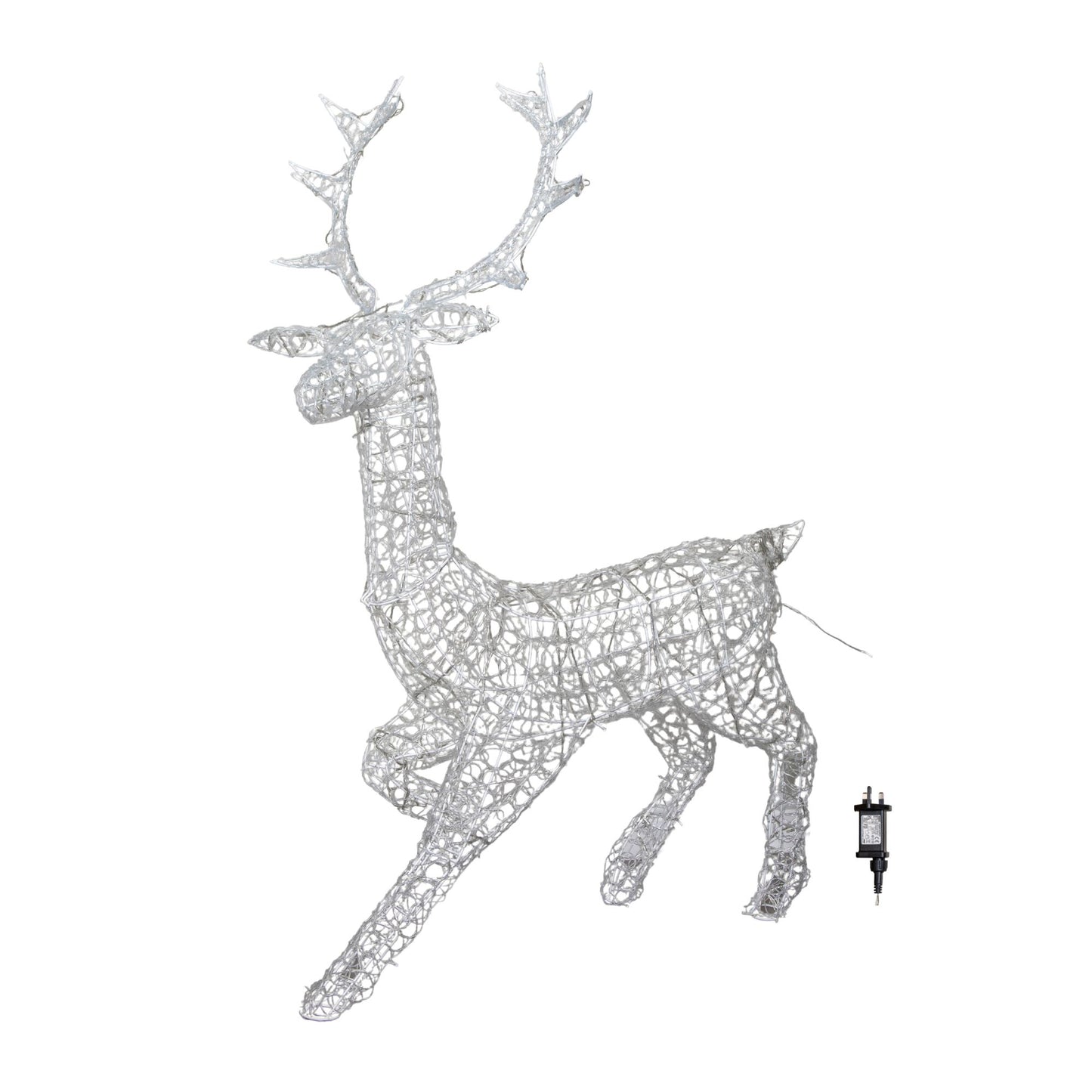 1.4m Light up Soft Acrylic Christmas Stag with 300 Warm White LEDs