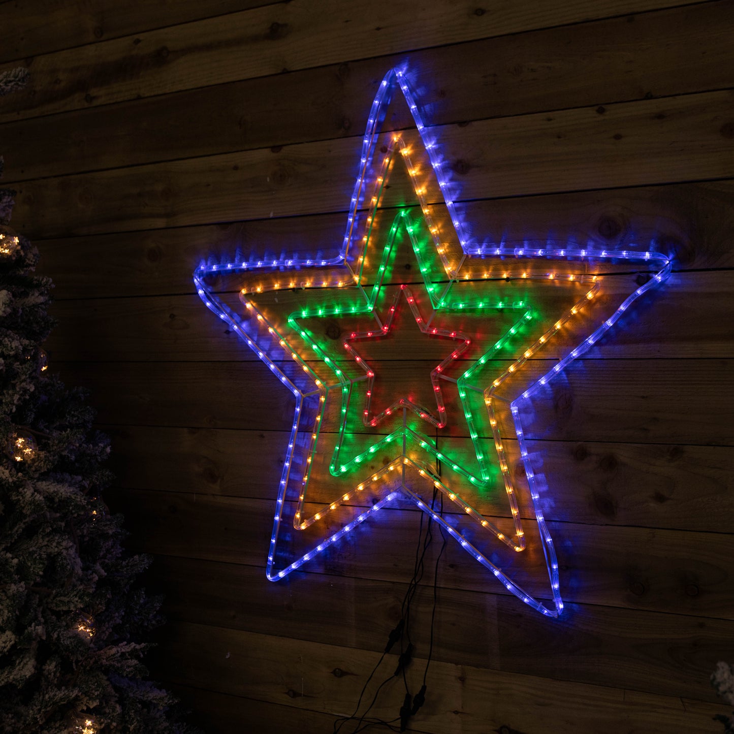 1.7m x 1.3m Light up Hanging Christmas Star Rope Light with Multi-Coloured LEDs