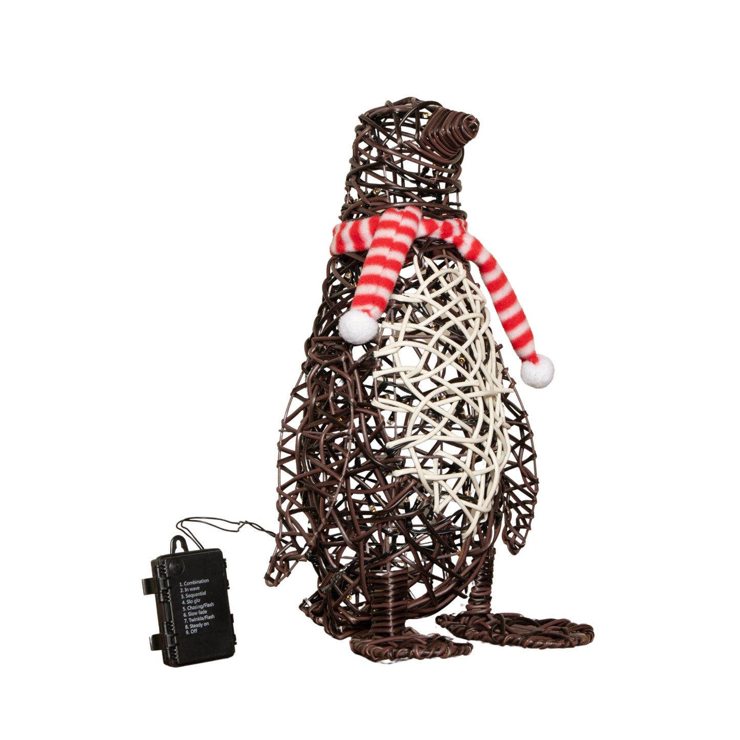 40cm Battery Operated Light up Brown Christmas Penguin with 60 Warm White LEDs