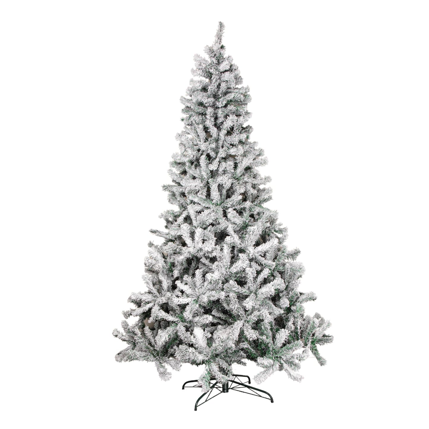 8ft (2.4m) Snow Flocked Artificial Christmas Tree with Green Metal Stand and 1017 Tips