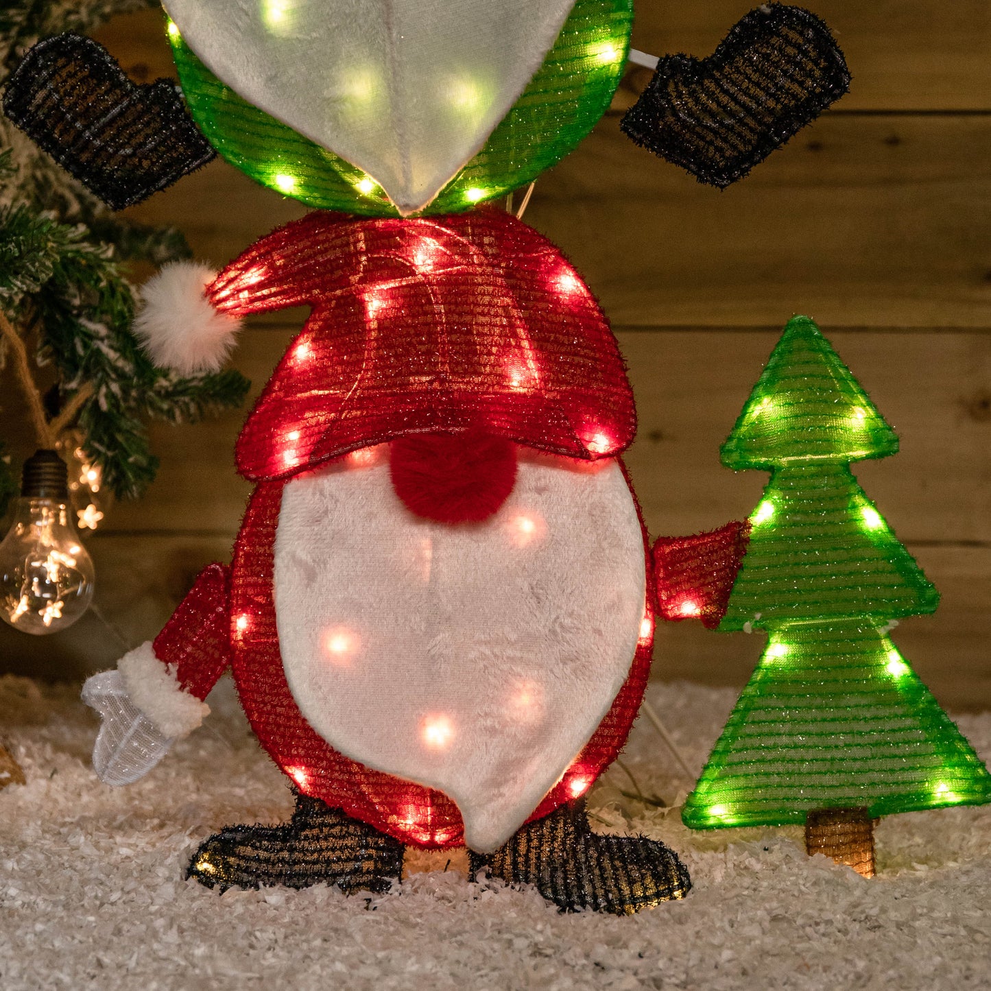 120cm Light Up Stack of Festive Christmas Gonks 104 Warm White LEDs