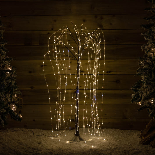 4ft (1.2m) Light up Brown Flocked Christmas Willow Tree with 450 Static and Twinkling LEDs