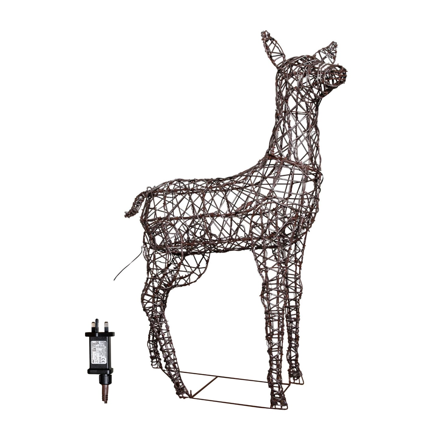 1.3m Light up Brown Christmas Standing Doe with 330 White & Warm White LEDs