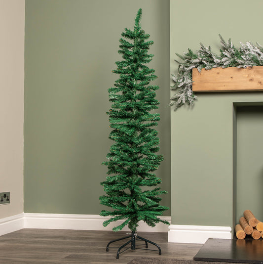 5ft (1.5m) Green Artificial Pencil Christmas Tree With Green Metal Stand and 236 Tips