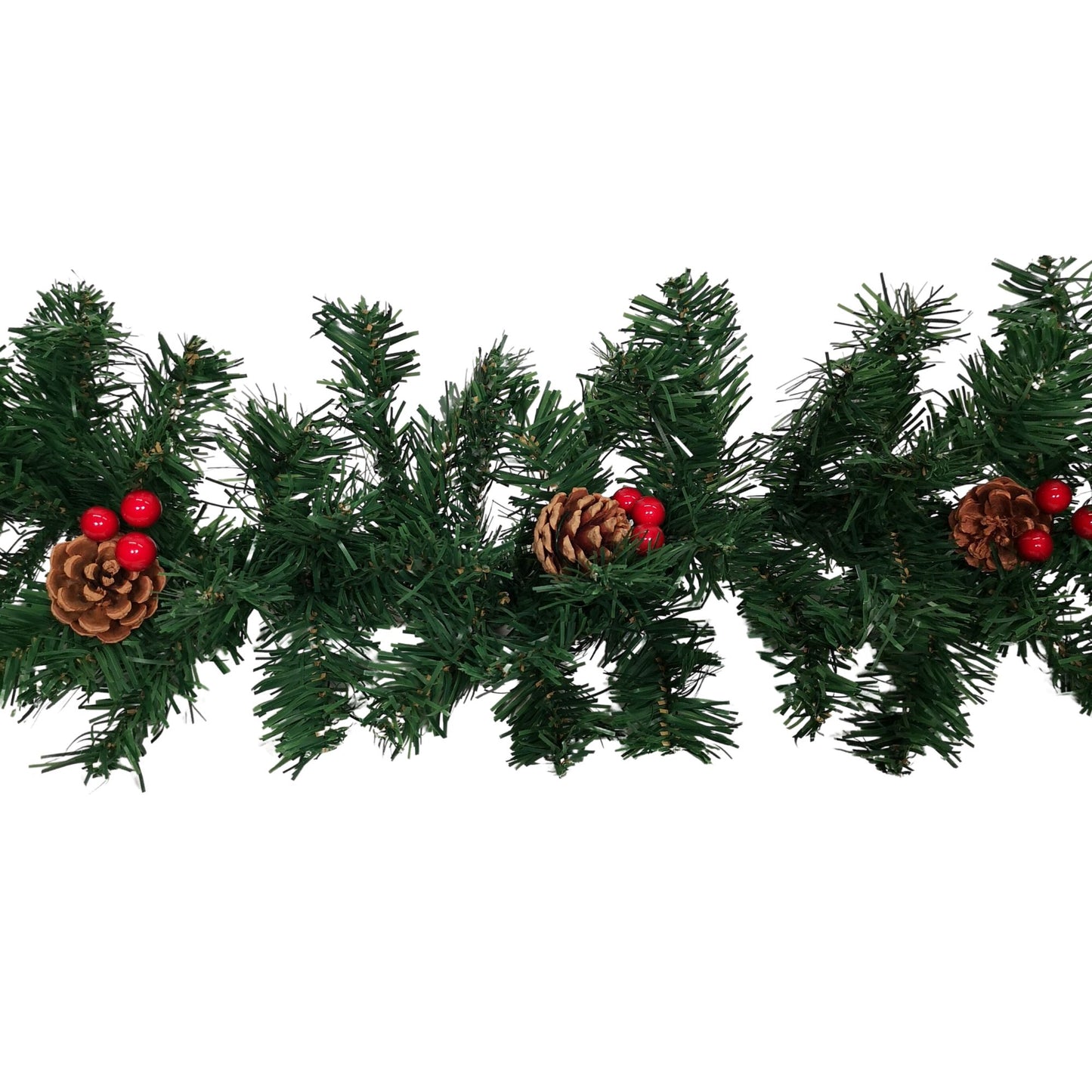 Premier 270cm (9ft) Christmas Garland Decoration With Red Berries & Cones