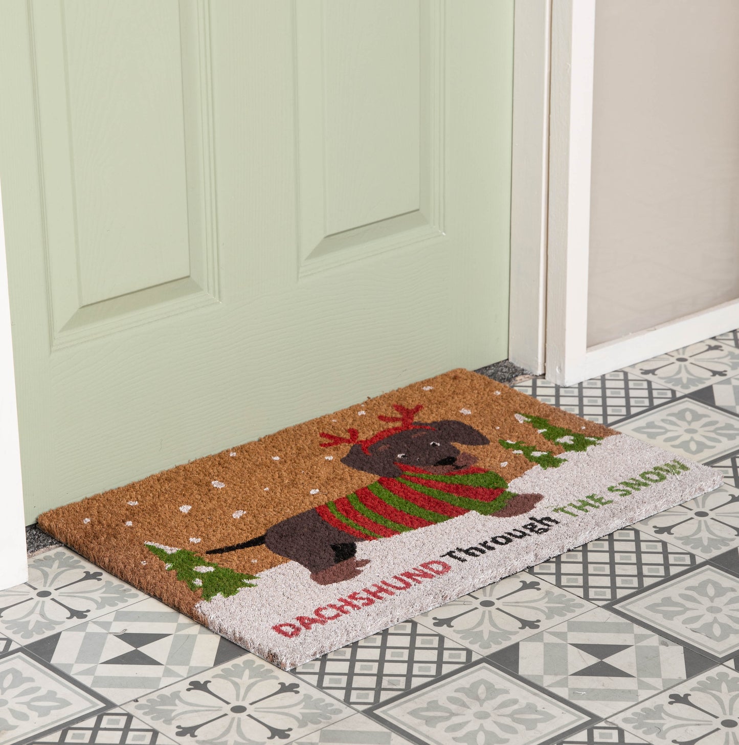 60cm x 40cm Brown Christmas Dachshund Dog Doormat 