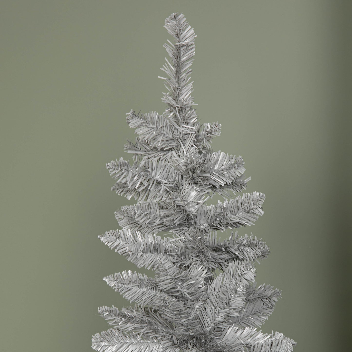 6ft (1.8m) Grey Artificial Pencil Christmas Tree With Green Metal Stand and 321 Tips