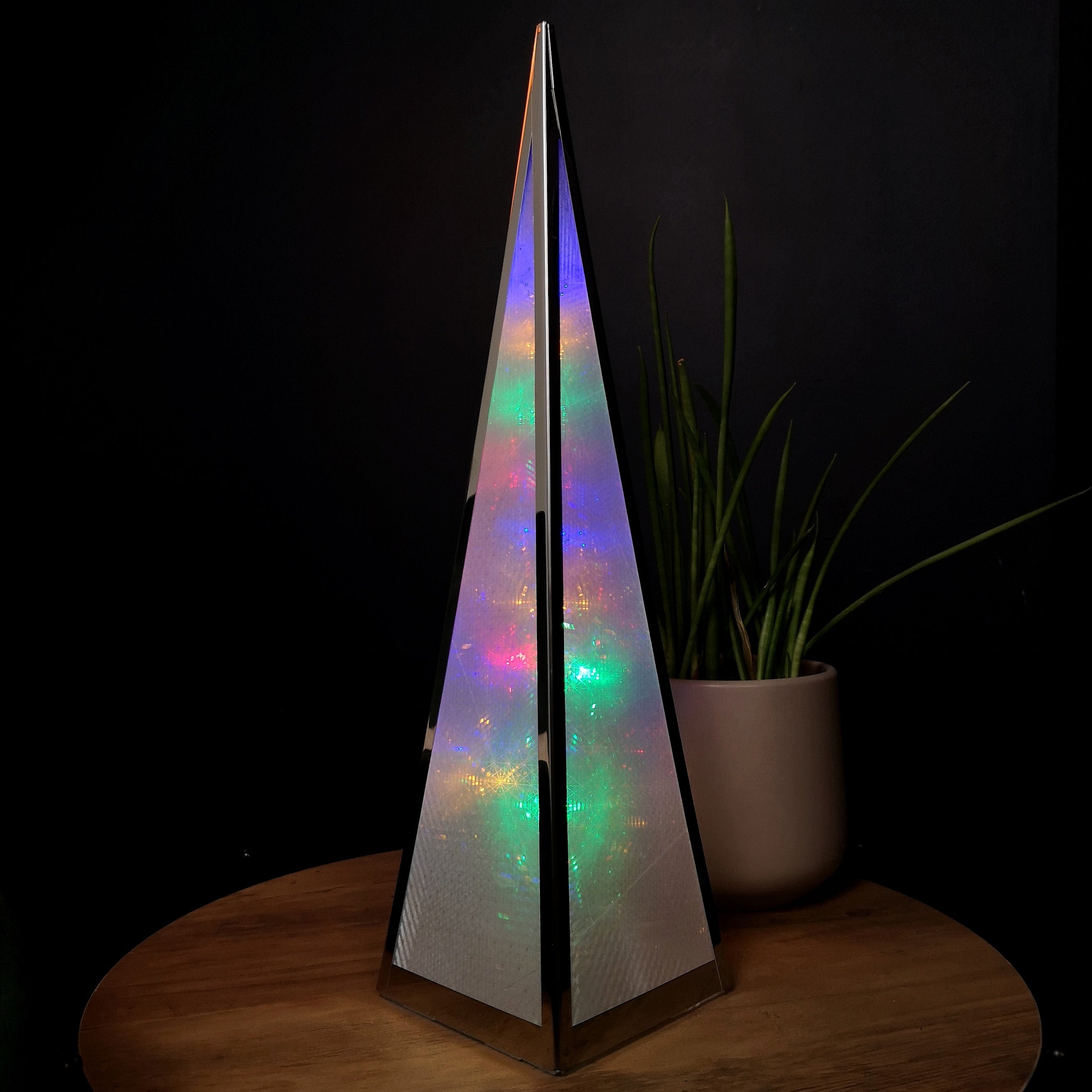 Premier Christmas 45cm Holographic Pyramid with Multi Colour LED Lights