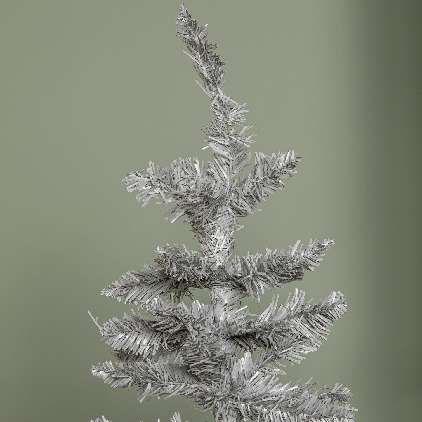 4ft (1.2m) Grey Artificial Pencil Christmas Tree With Green Metal Stand and 168 Tips