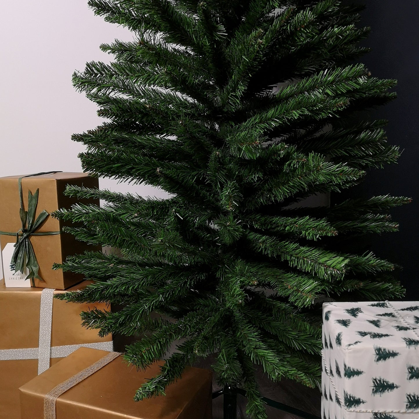 8ft (2.4m) Pencil Style Slim Artificial Christmas Tree in Plain Green