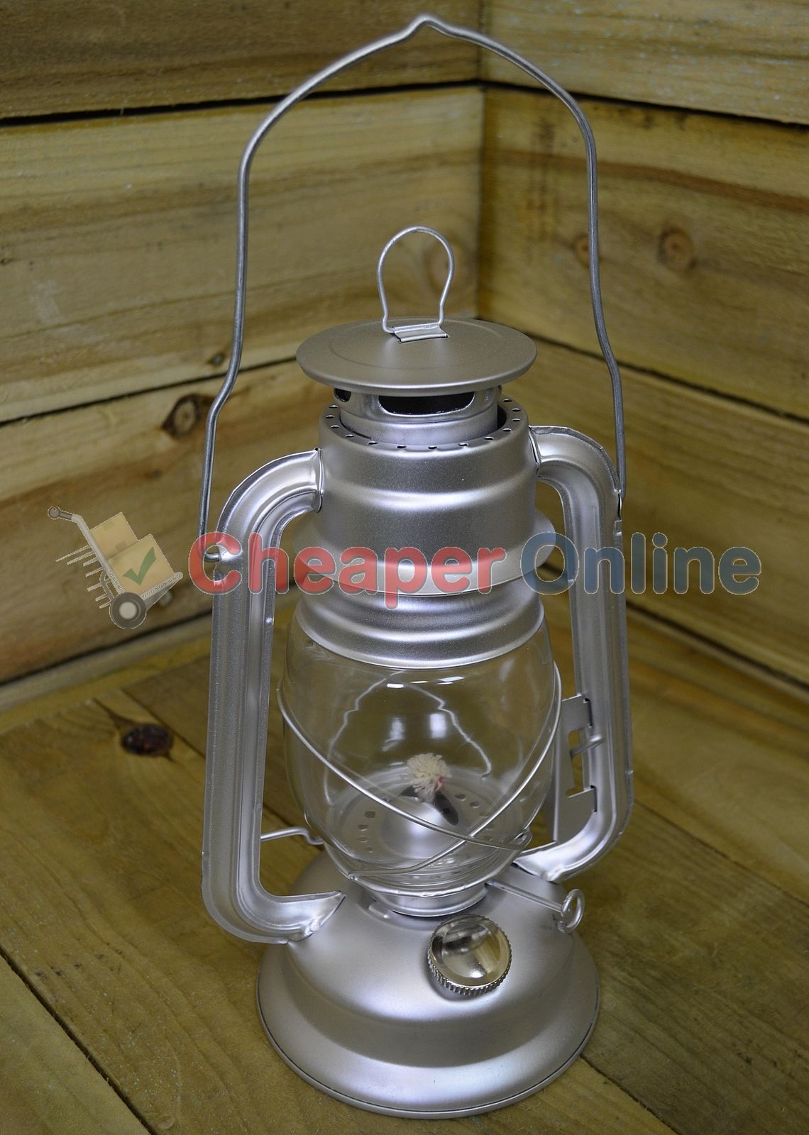 12" Paraffin Hurricane Camping Lantern Light - Silver