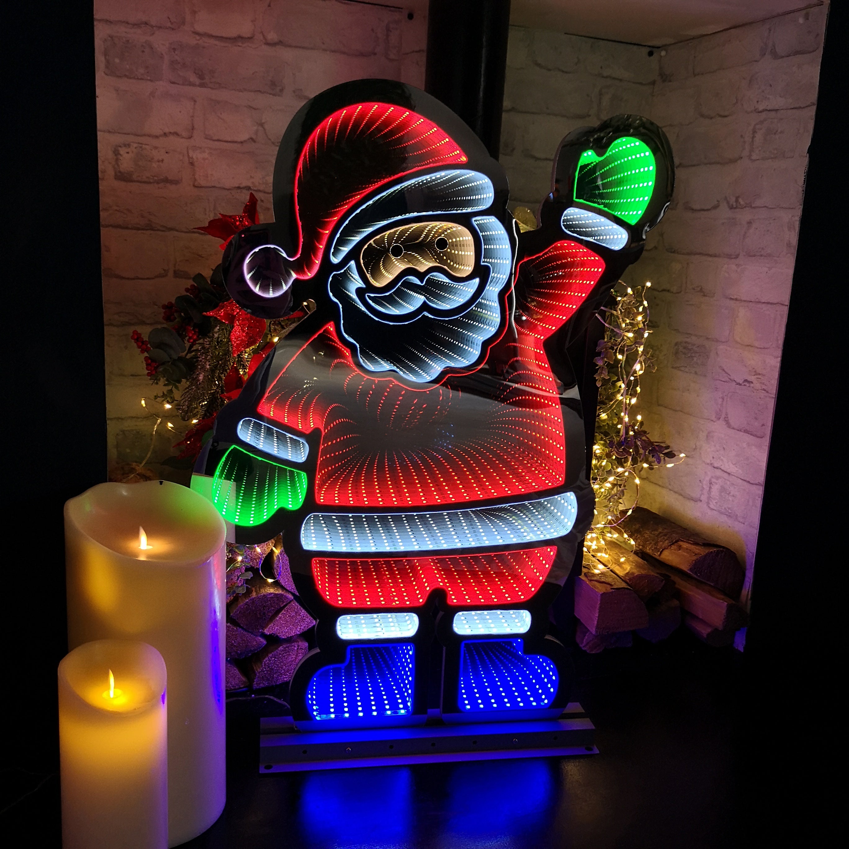 74cm LED Infinity Light Waving Santa