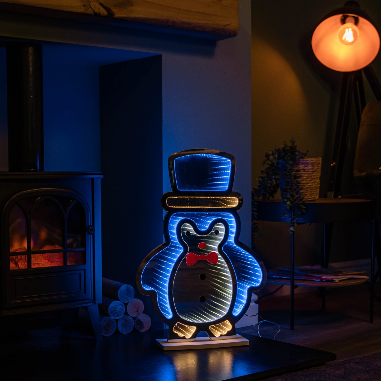 60cm Light up Standing Penguin Infinity Christmas Decoration with Multi-Coloured LEDs