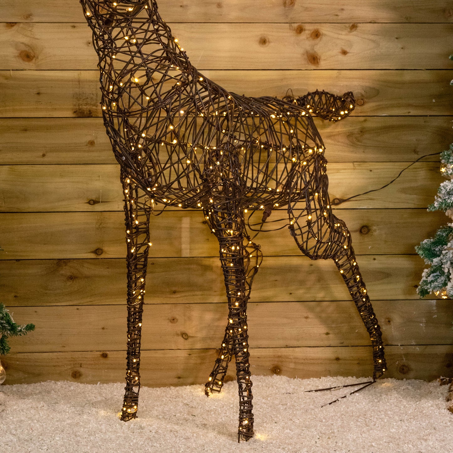 1.66m Light up Brown Christmas Standing Stag with 440 White & Warm White LEDs