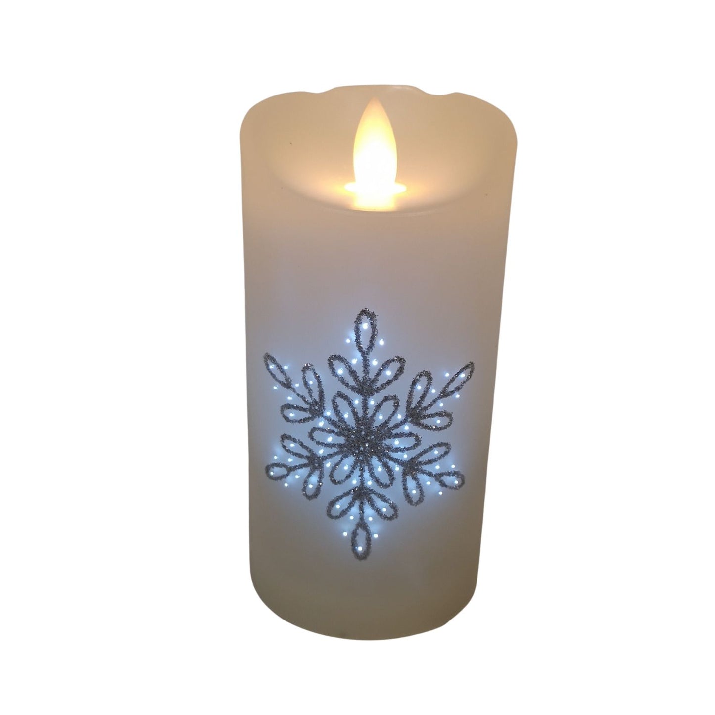 15cm Battery Operated Glitter Snowflake Dancing LED Candle Christmas Decoration with Round Lines