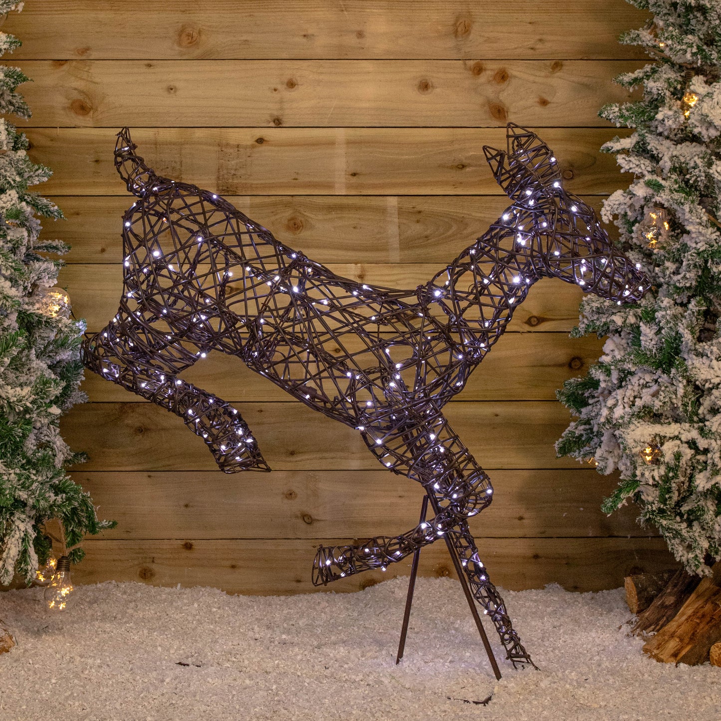 98cm Light up Brown Christmas Prancing Doe with 220 White & Warm White LEDs