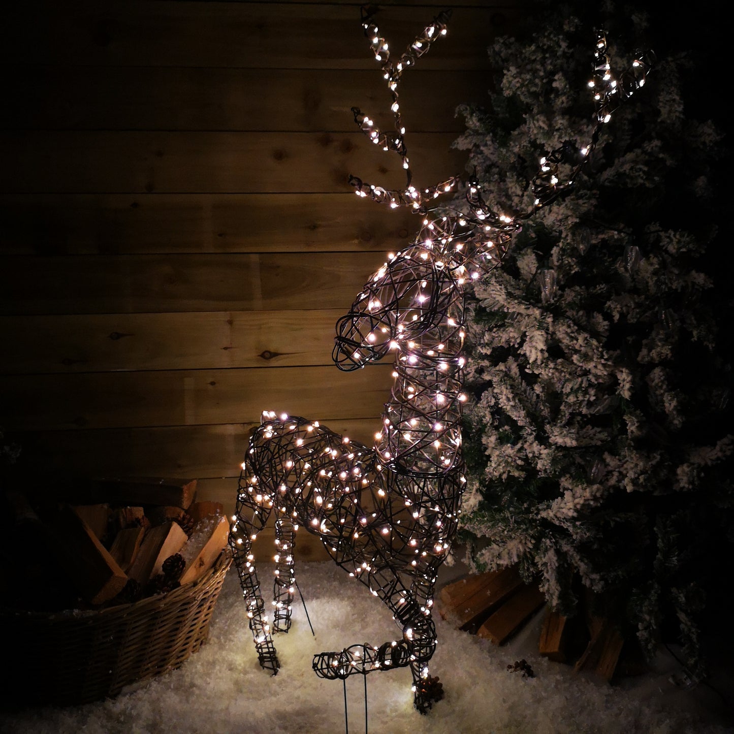 1.2m Indoor Outdoor LED Christmas Wicker Reindeer Decoration in Warm White