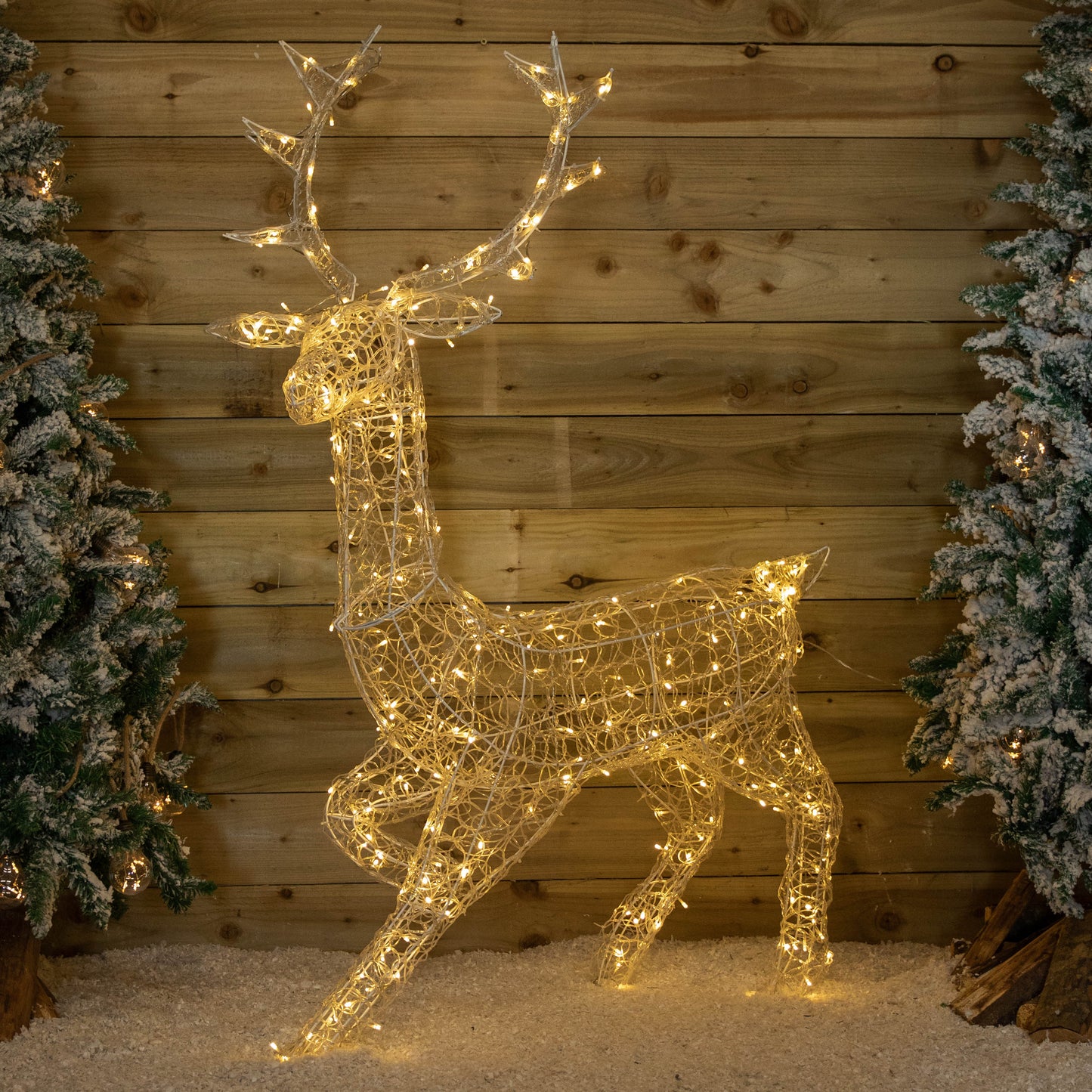 1.4m Light up Soft Acrylic Christmas Stag with 300 Warm White LEDs