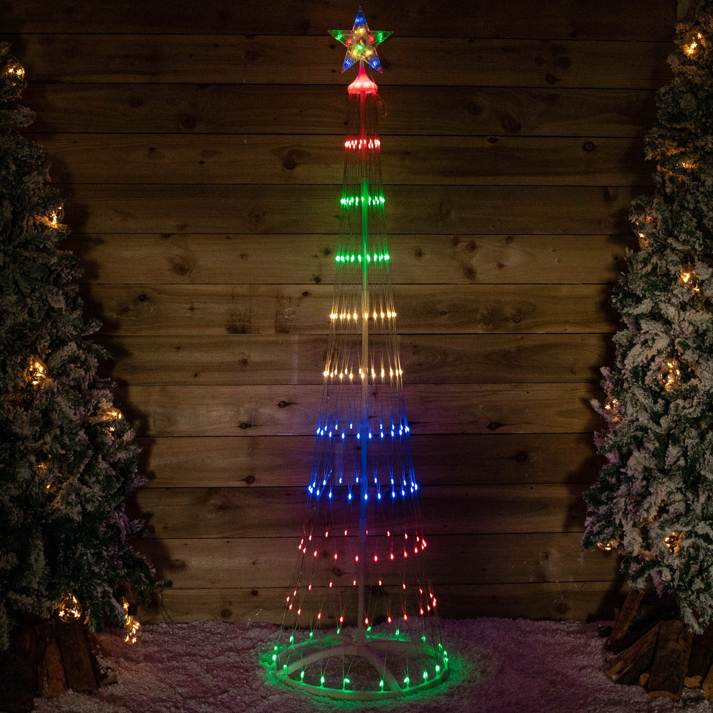 2.5m Light up Christmas Cone Tree with 320 Multi-Coloured LEDs and Timer Function