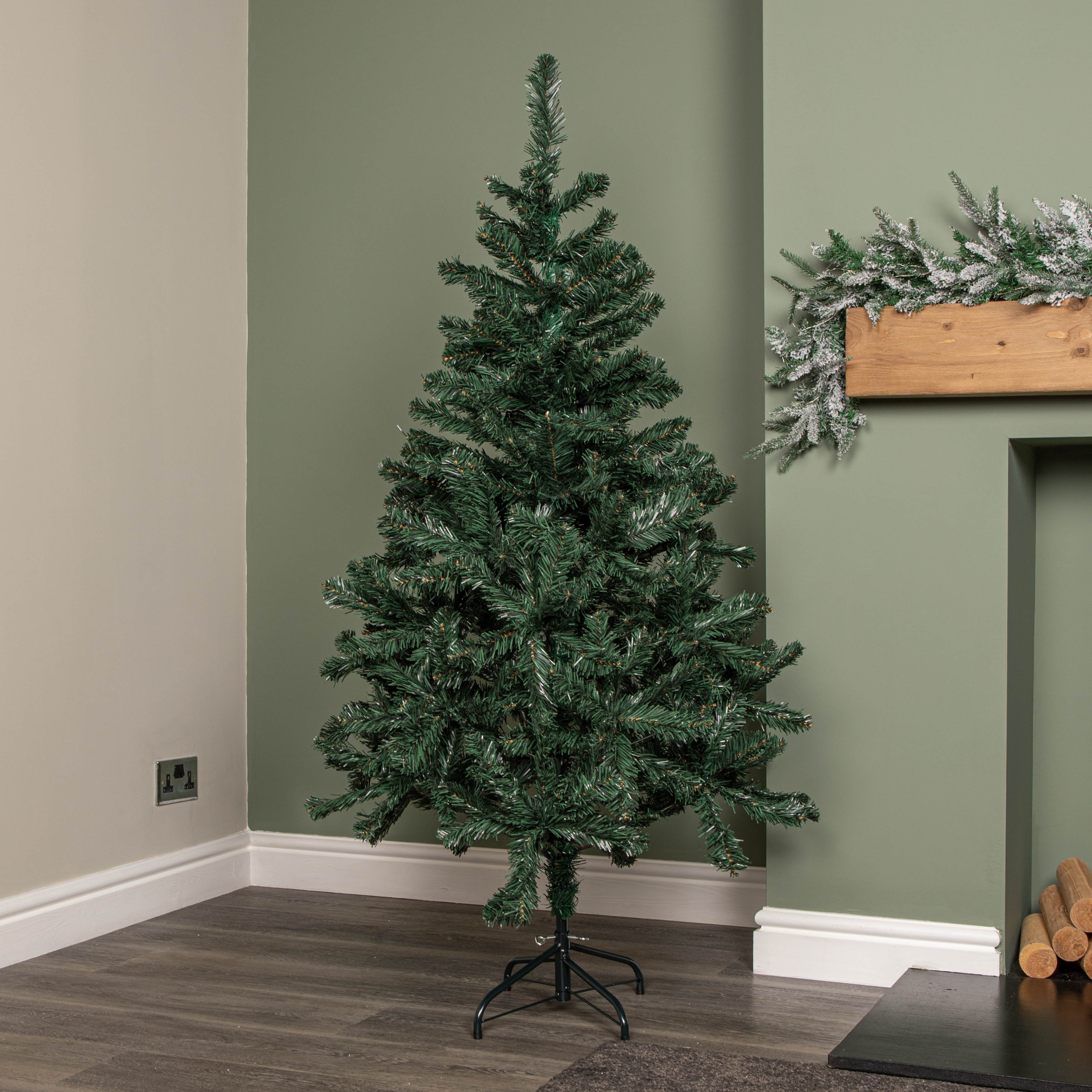 5ft (1.5m) Green Artificial Christmas Tree with Green Metal Stand and 329 Tips