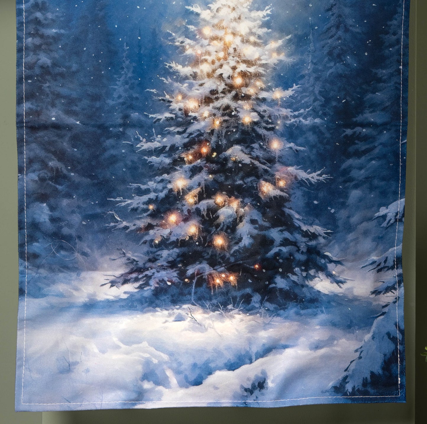 60x40cm Battery Operated Light up Christmas Tree Hanging Banner