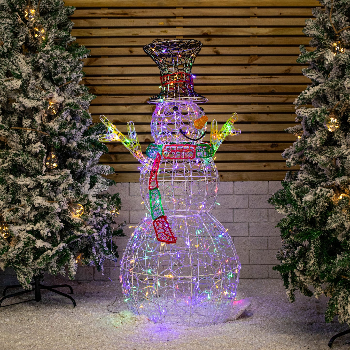 1.3m Light up Soft Acrylic Christmas Snowman with 160 Multi-Coloured LEDs