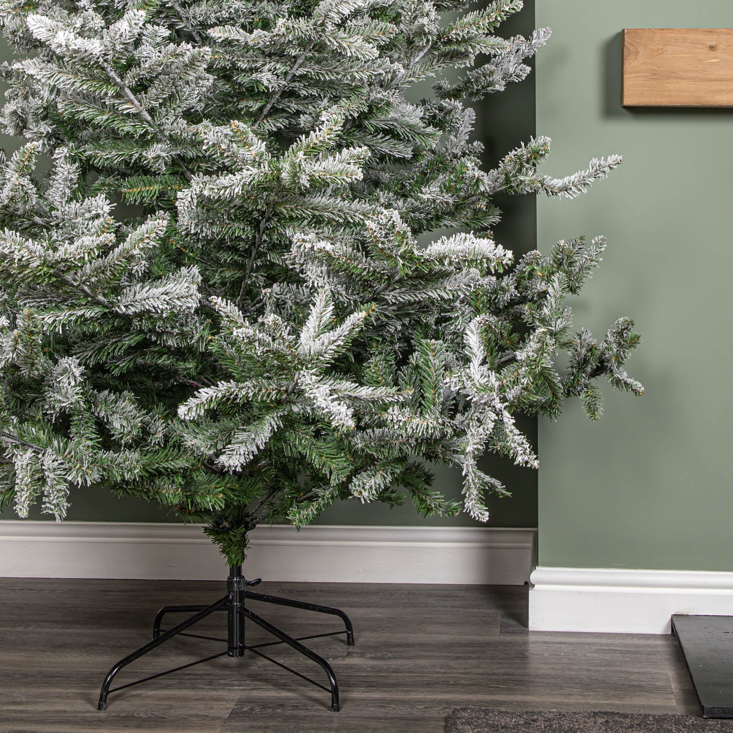 8ft (2.4m) Snowy Green & White Everlands Liberty Spruce Christmas Tree with Metal Stand